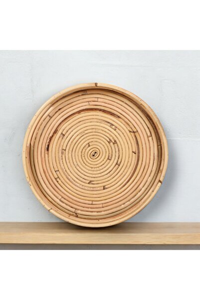oceanpoint Natural Rattan Round Tray 30 cm Handmade Multi-Purpose Decorative Presentation Tray Tableware Serving