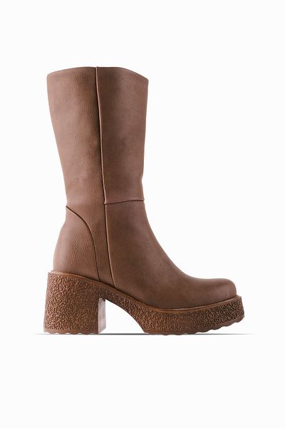 Lal Shoes & Bags Дамски боти с цип Amaya на висок ток - кафяви