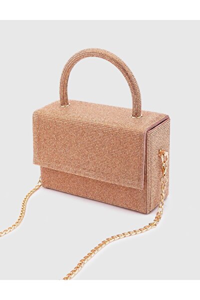 İLVİ Yayoi Kadın Portföy Çanta Bronz Renk Taşlı