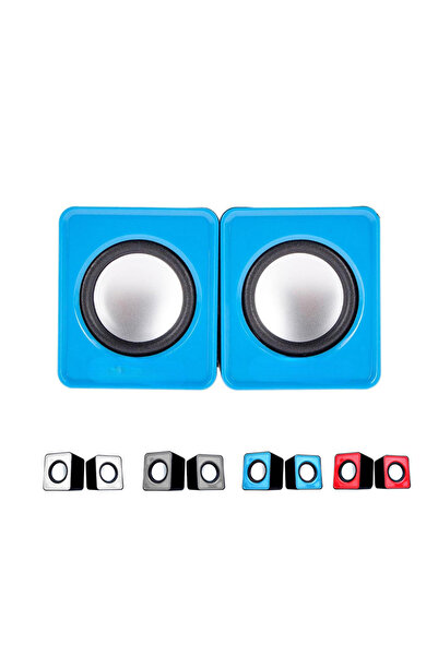 nelerbulurum ŞIK TASARIMLI TÜM CİHAZLARA UYUMLU 1+1 KARE MODEL MİNİ USB HOPARLÖR - SPEAKER (2*3 WATT)