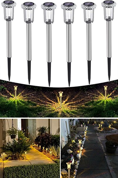 6Pcs Solar Crystal Diamond Look Garden Lights , Solar Powered Garden Lights
