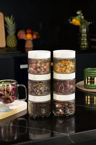 netteucuzluk 6-Piece Food Pulses Storage Set - Glass Jar, Kitchen Organizer (6 Pcs) 12 Pieces - Small Size