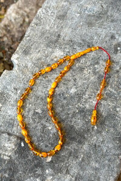 TESBİHKENTİ Mărgele de rugăciune de chihlimbar strânse până la gleznă - bob î...