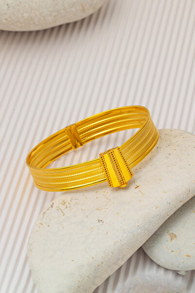 Bilezikci 3 Sıralı Hasır Kelepçe Altın Bilezik