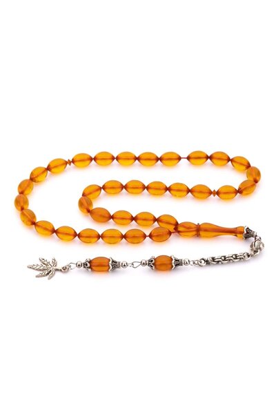 TESBİHKENTİ Orange Single Branch Tasseled Fire Amber Prayer Beads