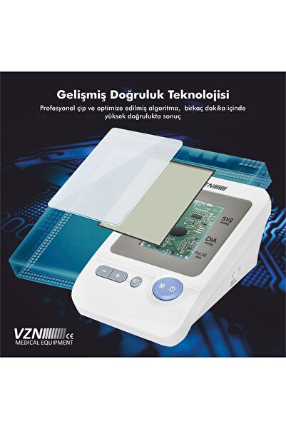 VZN Kol Tipi Otomatik Dijital Tansiyon Aleti, 5 Yıl Garanti, Akıllı Pratik Manşon