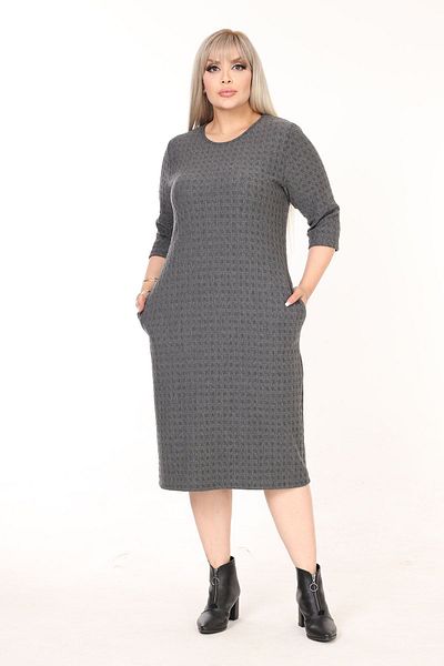 modayız Double Pocket Winter Plus Size Dress 43C-2590