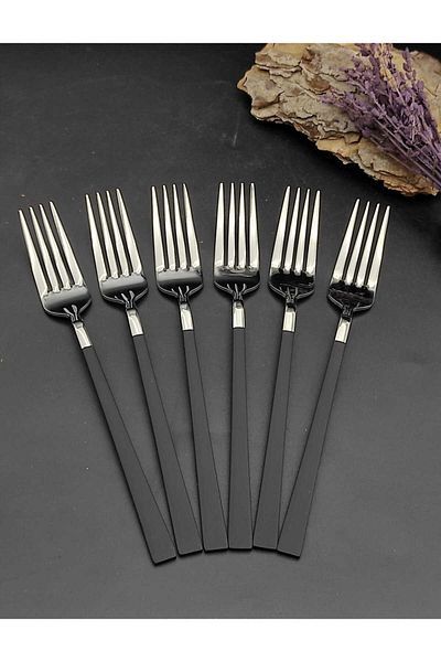 BRONDOFF Stayle Black Steel 6 Piece Dinner Forks