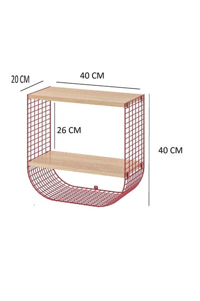almital mobilya aksesuarları furniture accessories Akai Tana 2 Raflı, Kırmızı...
