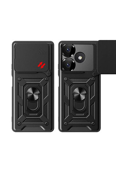 Fibaks حافظة لهاتف Xiaomi Redmi 13 4G مع غطاء حماية للكاميرا ودرع خزان مع حلقة منزلقة