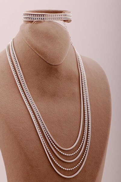 Sümer Telkari Toplu Hasır Örgü Tasarım Beş Sıra Gümüş Set 2715