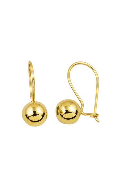 Bilezikci Cilalı 14 Ayar Altın Sarkaç Top Küpe