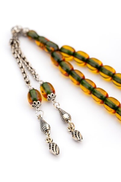 TESBİHKENTİ Mărgele de rugăciune frumoase de chihlimbar de foc în nuanță galbenă