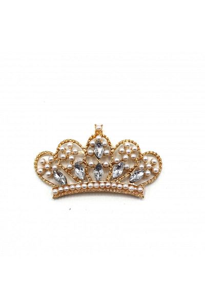 Turgut Brode Ellipse Crystal Stone Queen Crown with Pearls