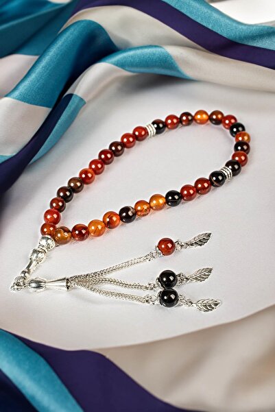 TESBİHKENTİ مسبحة من حجر العقيق الأسود - تصميم حبوب الكرة الأرضية