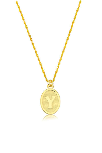 Bilezikci Y Harfi Oval Altın Kolye
