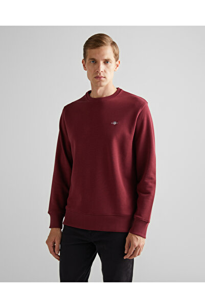 Gant Erkek Bordo Regular Fit Bisiklet Yaka Sweatshirt