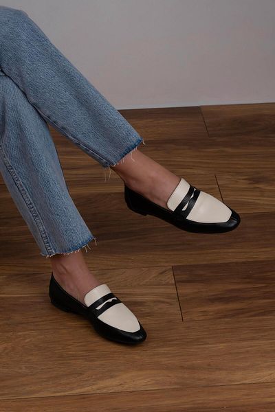 sovrana Black-Beige Genuine Leather Moccasin - Inside and Outside Design