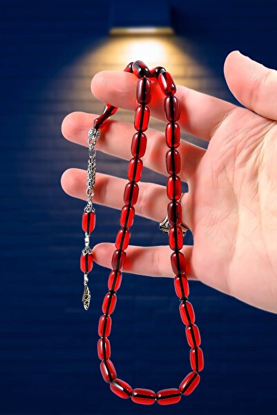 TESBİHKENTİ Mărgele de rugăciune de chihlimbar de culoare roșie cireș