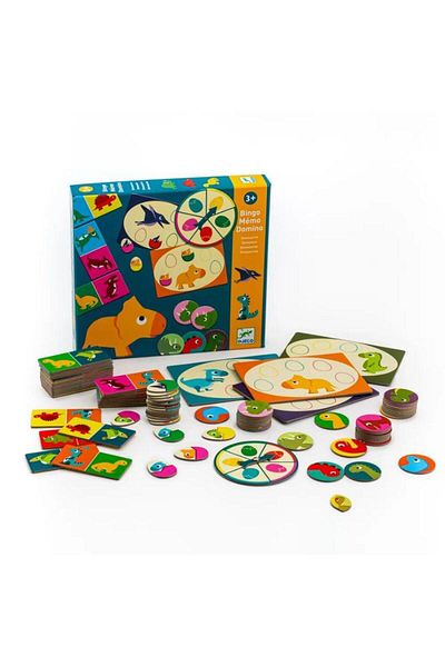 djeco Dino Domino 3-Piece Box Game