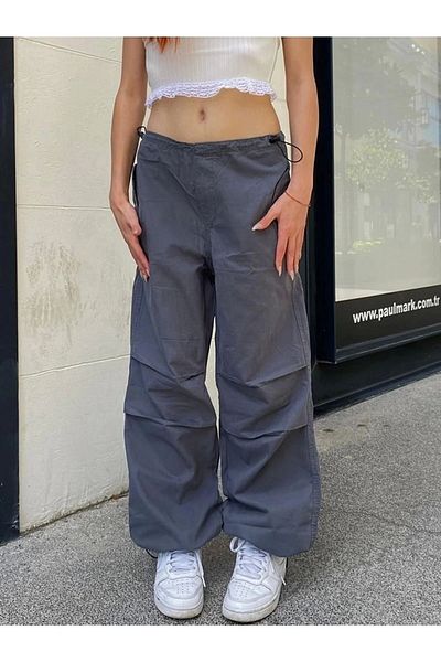 1blood Unisex Tactical φαρδύ καπνιστό ύφασμα αλεξίπτωτο με ρυθμιζόμενο φαρδύ παντελόνι μέσης