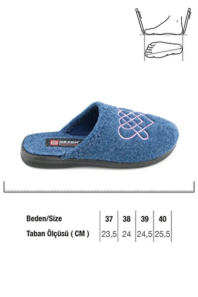 GEZER Women's Winter Felt Embroidered Heart Design Home Garden Slippers