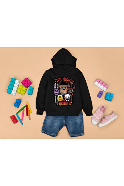 MAGORS Fnaf Printed Children's 3 Yarn Children's Sweatshirt with Hooded Pocket