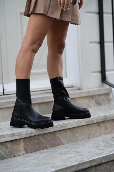 sovrana Thick Sole Stretch Boots Black