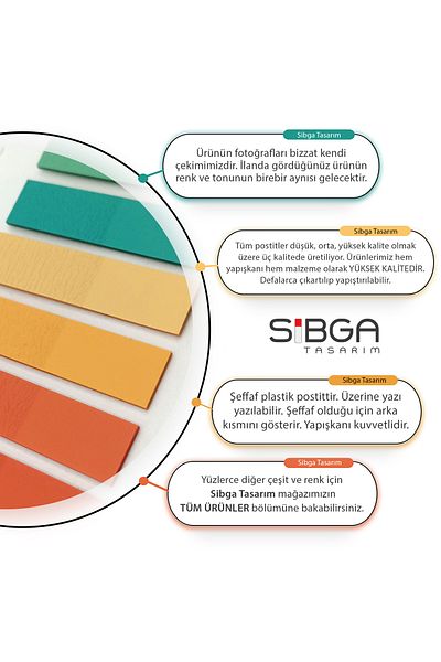 sibga tasarım Transparent Colored Postit Post-it Post ItBookmark Bookmark Postit Sticker Note Paper 200 Sheets