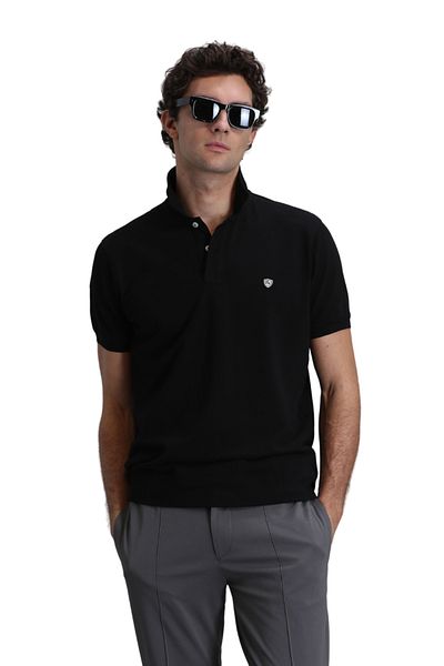 Lufian Ανδρικό μπλουζάκι πόλο Laon Smart Slim Fit Μαύρο
