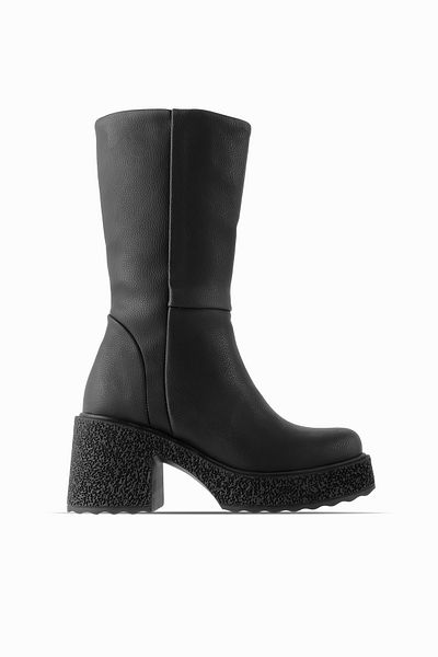Lal Shoes & Bags Дамски черни боти на висок ток с цип Amaya
