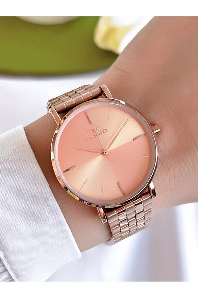 FERRO 3 Atm Water Resistant Steel Cord Ion Coated Women's Wrist Watch and Bracelet - Bfl21016-Sy