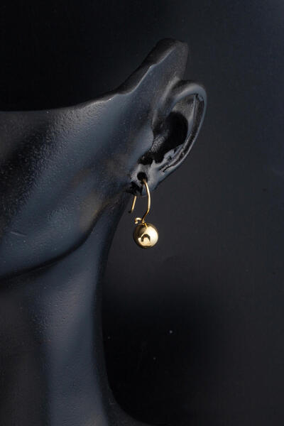 Bilezikci Cilalı 14 Ayar Altın Sarkaç Top Küpe