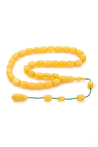 TESBİHKENTİ Mărgele de rugăciune pentru măiestrie din material galben de chih...