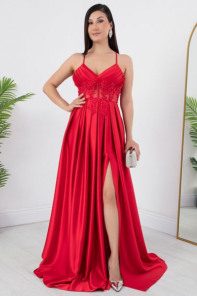 PULLIMM Rochie cu bretele din satin cu imprimeu floral - ECR4981