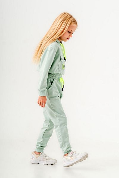 HAUSEkids طقم بدلة رياضية للفتيات بعمر 7-10 سنوات - نيويورك 1983 أخضر حديث