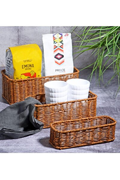 ALBETTO منظم سلة من الخيزران البلاستيكي مكون من 3 قطع