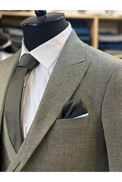 SAVARA Open Khaki Slimfit with Vest Dobby Men's Suit