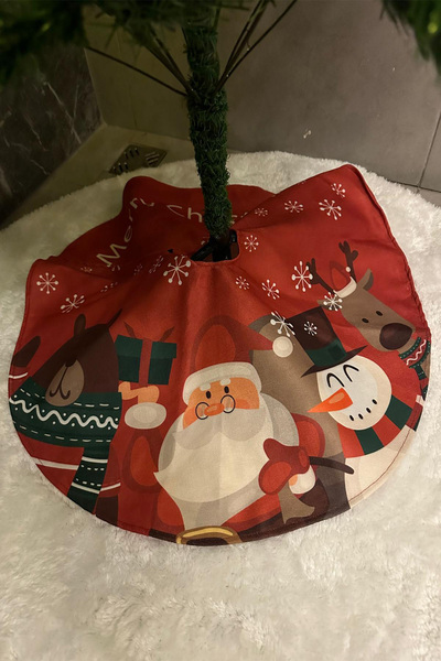 DEKOMOD Yılbaşı Çam Ağacı Altı Ayak Örtüsü Yıkanabilir Kumaş Cırtlı 65x65