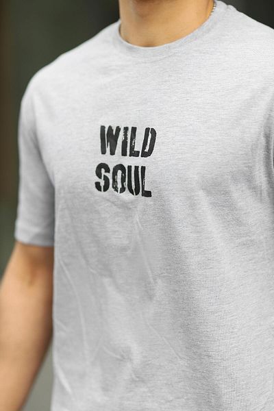 comstar Ανδρικό μπλουζάκι Wild Soul με στάμπα μεγάλου μεγέθους γκρι φαρδύ