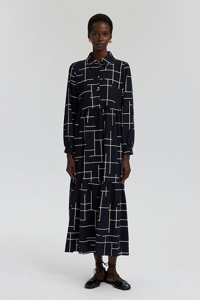 Touché Privé Seersucker-Kleid mit Hemdkragen