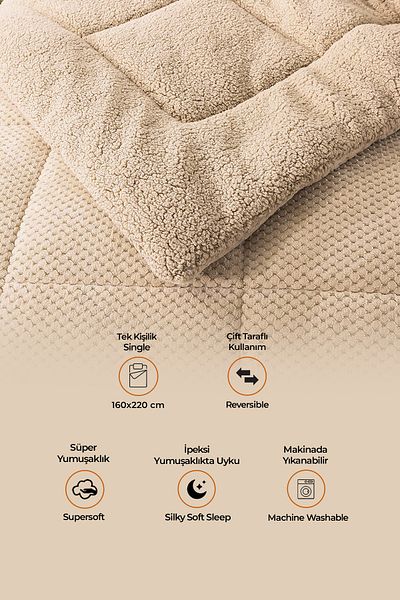 Evlen Home Collection Cappuccino Beige Ultra Soft - Double Sided Wellsoft Plush, Quilt Washable 160X220