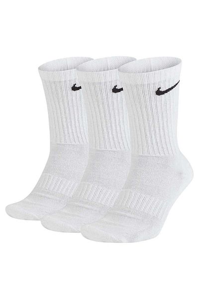 Nike Everyday Cush Crew 3pr White Unisex Socks - Sx7664-100
