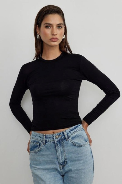 SEVENLINE بلوزة نسائية أساسية بأكمام طويلة ورقبة دائرية