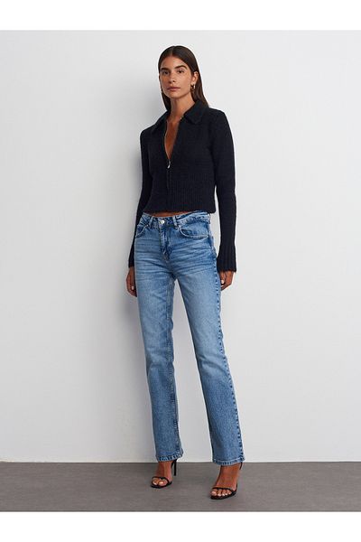Dilvin 71725 Pantaloni drepti din denim Comfort Lycra - Albastru