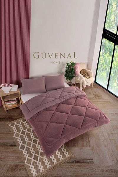 Güvenal Elite Wellsoft Double Sided Luxury Quilt Set - King Size Sleeping Set with Pillowcase