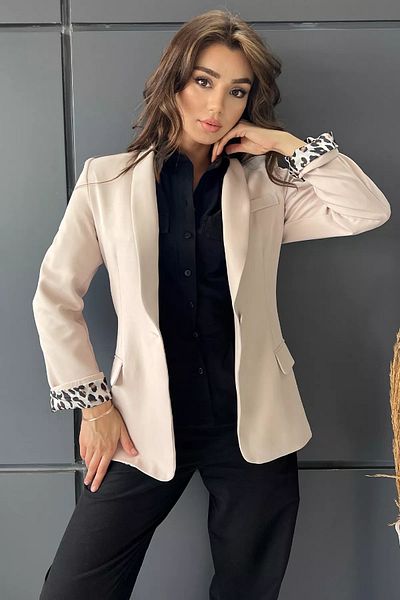 GÜLSELİ Jachetă de damă cu buzunare cu model de căptușeală cu un singur nasture