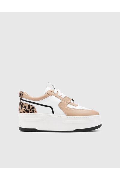 İLVİ Kato Genuine Leather Thai Feather Women's Beige Sneakers