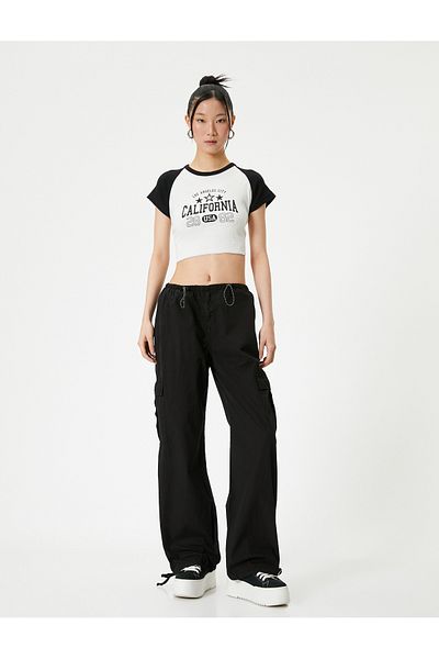 Koton Oversize Cargohose Low Waist Elastischer Bund mit Stoppertasche