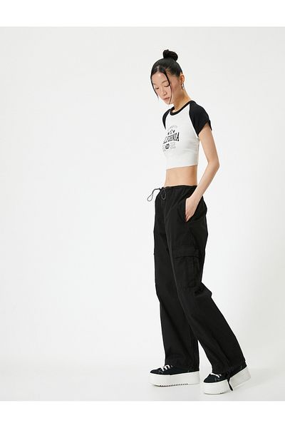 Koton Oversize Cargohose Low Waist Elastischer Bund mit Stoppertasche